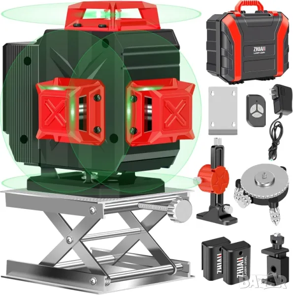 4D лазерен нивелир с 16 линии, 2 батерии, куфар, аксесоари, снимка 1