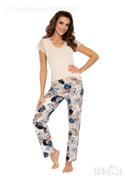 Дамска пижама в бежов цвят Sofia Donna, снимка 1