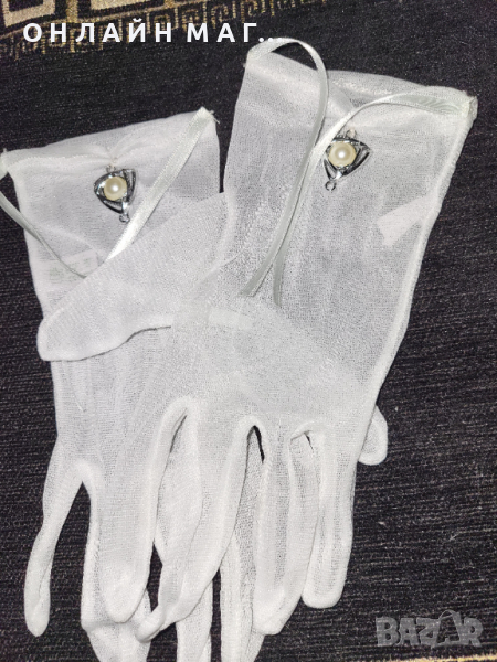 ТЮЛЕНИ РАКАВИЦИ С САТЕН И ПЕРЛИЧКА , снимка 1