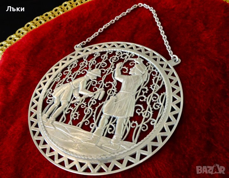 Плакет,пано,картина от калай Лозари,Градинари. , снимка 1