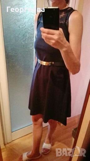 Тъмно синя рокля с панделка на гърба ПРОМОЦИЯ - 12лв.👗🍀XS,S👗🍀арт.1019, снимка 1