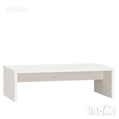 vidaXL Поставка за монитор, бяла, 50x27x15 см, бор масив(SKU:813925, снимка 1