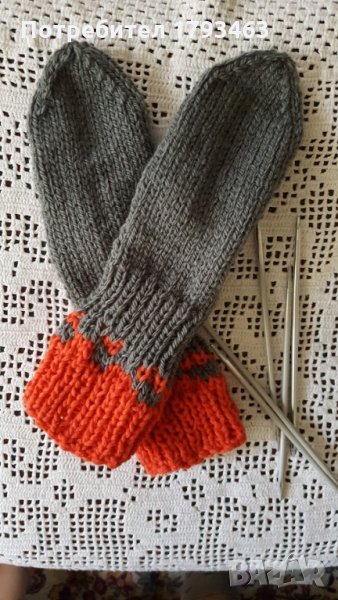 Ръчно плетени детски чорапи 20% вълна, снимка 1