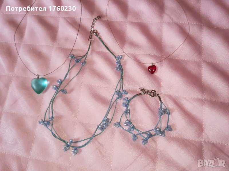 Комплект колие с обеци и подарък колиета , снимка 1
