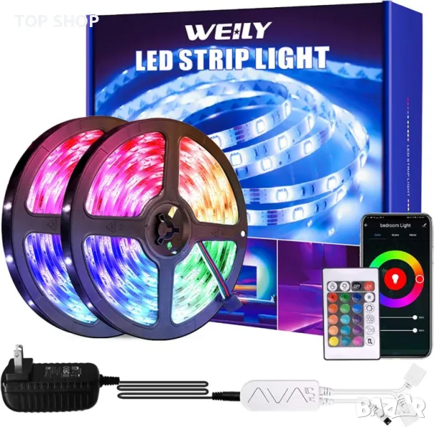 WEILY WiFi Led Strip Lights 2x15m Гъвкаво променящ се цвят RGB Phone Control Smart Led Light Str, снимка 1