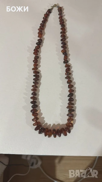 Броеница от естествен кехлибар 34 грама – 61 см, уникат!, снимка 1