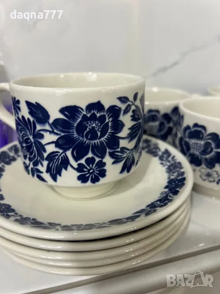 Реколта от 1970 г. на Broadhurst „Garland“ дуо от чаша, чинийка за чай / Broadhurst Ironstone / син, снимка 1