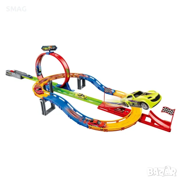 Автомобилна писта с 4 превозни средства S_1159690, снимка 1