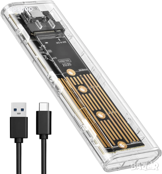 AXFEE M.2 NVMe SSD корпус, външен корпус с USB 3.1 Gen 2 NVMe без инструменти, USB C NVME адаптер..., снимка 1