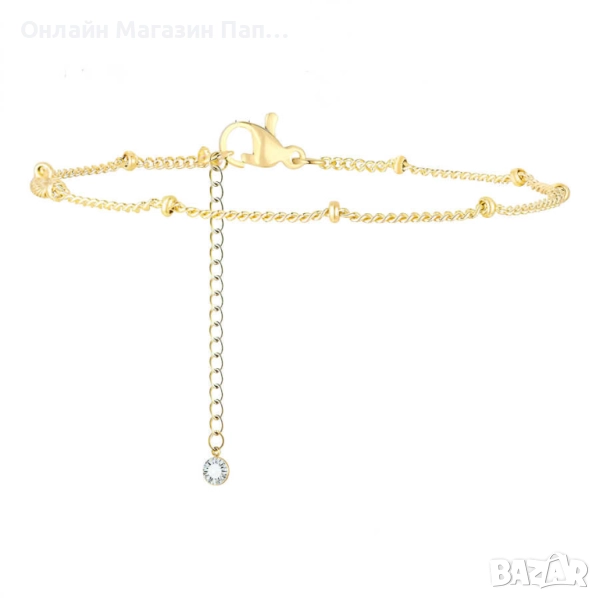 Тънка дамска гривна – Неръждаема стомана с 18K позлата, регулируема верижка 16–21см, снимка 1