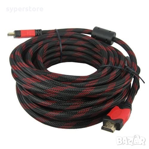 Кабел HDMI - HDMI 15 метра с твърда оплетка и феритен филтър SS000009 Gold Plated, снимка 1