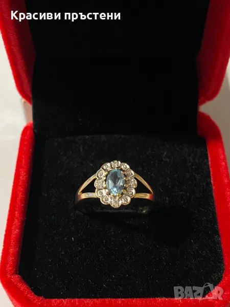 Елегантен златен пръстен с 4 диаманта – 9 кр, 1.91 гр, снимка 1