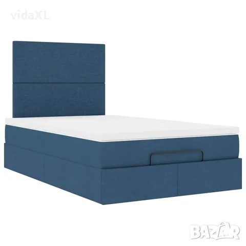 vidaXL Османска легло с матрак, синьо, 120x200 см, плат, снимка 6 - Спални и легла - 56147005