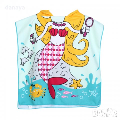 2850 Детско плажно пончо Русалка, снимка 2 - Хавлиени кърпи - 36629818