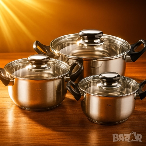 Комплект тенджери MC1855 – 6 части за подредена кухня и готвене без излишен хаос, снимка 2 - Съдове за готвене - 52132978