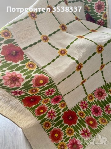 Нова покривка от лен на цветя 130х 185 см 
