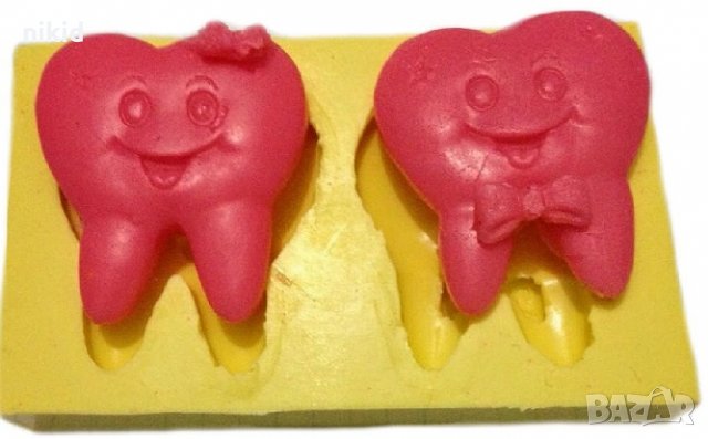 Зъб Първо Зъбче с усмивка корен силиконов молд форма калъп фондан шоколад гипс , снимка 2 - Форми - 30263769