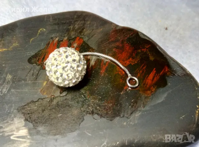 КРАСИВА ЕМАЙЛИРАНА СРЕБЪРНА АРТ ВИСУЛКА СРЕБРО ВИСОКА ПРОБА с ИСКРЯЩИ КРИСТАЛЧЕТА 49234, снимка 6 - Колиета, медальони, синджири - 49606228