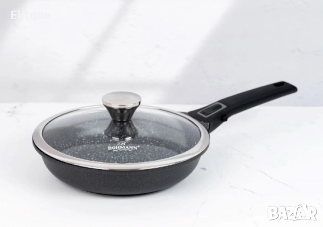 Тиган с капак Bohmann, 24 или 28см. 1.9л., Лят алуминий, Подвижна дръжка, Индукция, снимка 5 - Съдове за готвене - 52777874