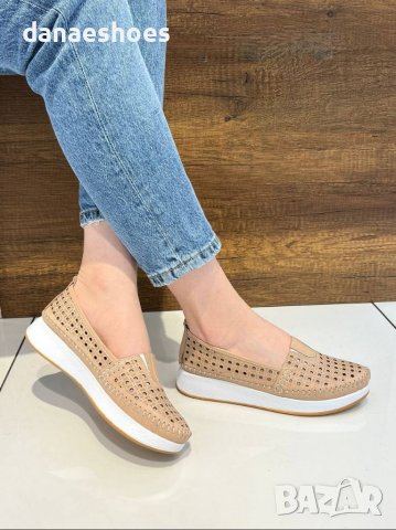 Дамски обувки от естествена кожа с перфорация , снимка 1