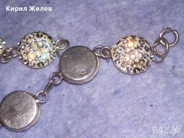 СРЕБЪРНА ФЕШЪН АРТ ГРИВА СРЕБРО 925 Част От КОМПЛЕКТ с БЯЛ ЕМАЙЛ и КРИСТАЛИ 37359, снимка 8 - Гривни - 40488228