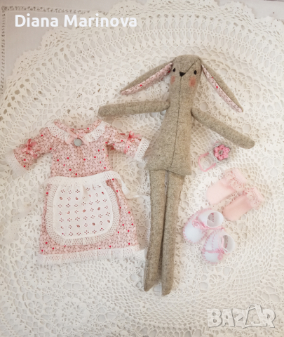 Зайче ръчна изработка с рокля и обувки, подарък за момиче, подарък за дете, снимка 7 - Други - 44603723