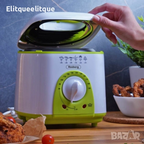 Фритюрник мини Rosberg, 1 литър, 950W, 80-190 C, 24 МЕСЕЦА ГАРАНЦИЯ, снимка 2 - Фритюрници - 52279419