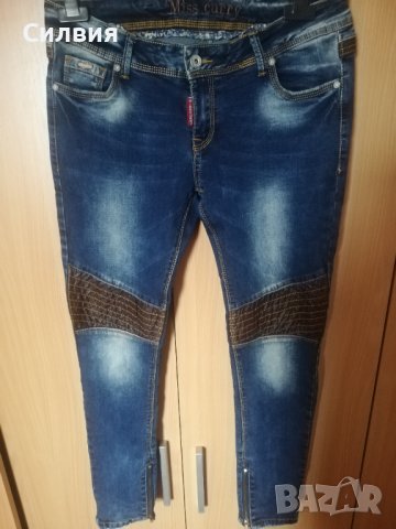 Дънки с кожа за 40лв, снимка 1