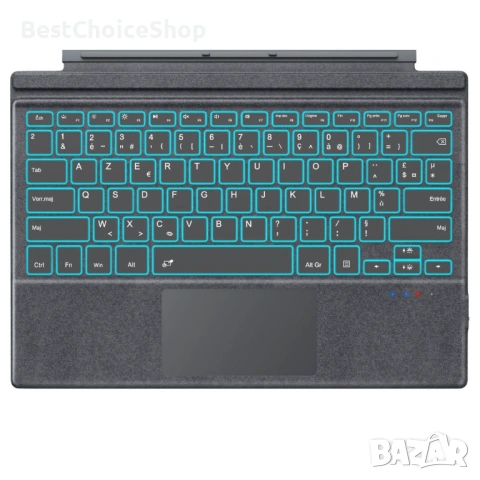 MoKo Bluetooth клавиатура AZERTY с тъчпад за Surface Pro 7 Plus/7/6/5/4/3