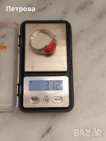 Нов сребърен пръстен с естествен корал и циркон, снимка 7 - Пръстени - 52041110