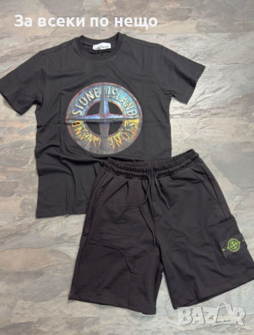 Stone Island Мъжки Летен Екип Тениска И Къси Панталонки👕🩳Мъжки Къс Комплект - 3 Цвята Код NGHSP89, снимка 3 - Спортни дрехи, екипи - 53924893