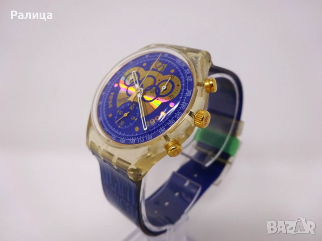 Неизползван часовник Swatch хронограф, с 22 камъка, снимка 3 - Мъжки - 51882603