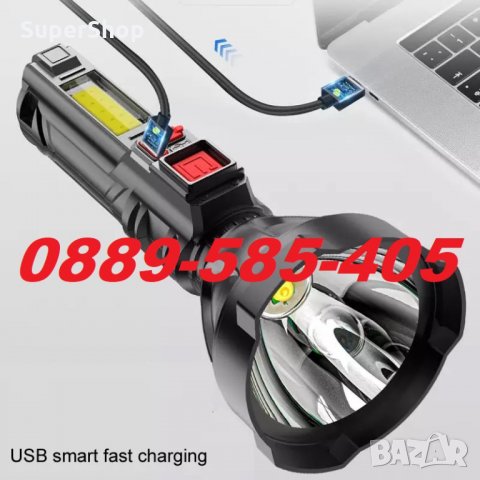 Мощен LED Акумулаторен Фенер BL-830 с USB за лов риболов къмпинг, снимка 2 - Къмпинг осветление - 32192399