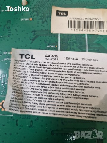 Main board 40-R51MTE-MAA2HG 11602-500458 RT2851 RT2851M за ТВ TCL 43C635, снимка 3 - Части и Платки - 42192972
