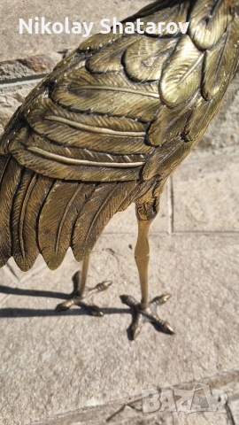 бронзова скулптура. фигура на чапла , снимка 3 - Декорация за дома - 54328867