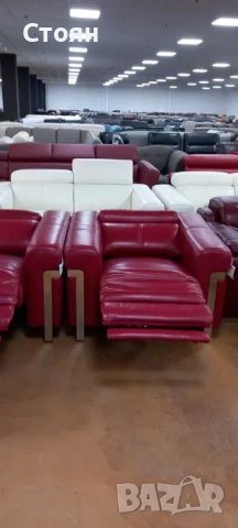 ПРОМОЦИЯ!!! Червен комплект двойка и фотьойл с електрически релакс механизъм, снимка 3 - Дивани и мека мебел - 40283151