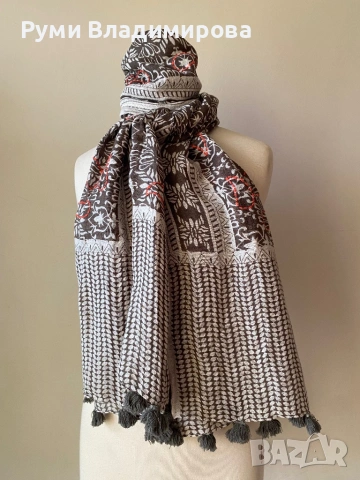 Шал с лен и памук/ различни видове, снимка 4 - Шалове - 54245139