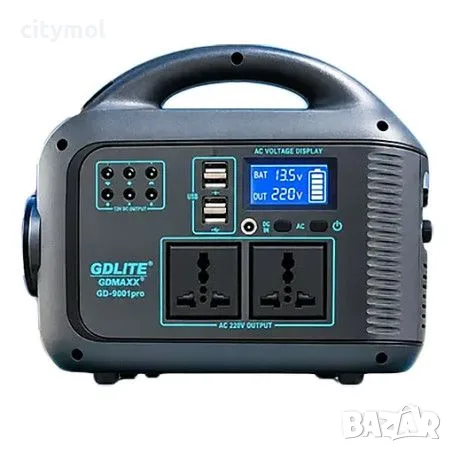 Соларна инверторна система GD-9001 Pro, 12V-220V, Bluetooth, FM, 3 лампи, Фенер
