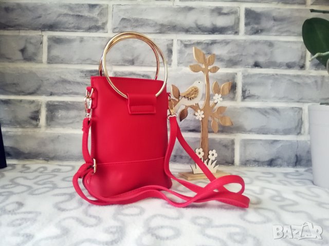 Елегантна малка чантичка Samantha + дълга дръжка – червен цвят, снимка 3 - Чанти - 31413519