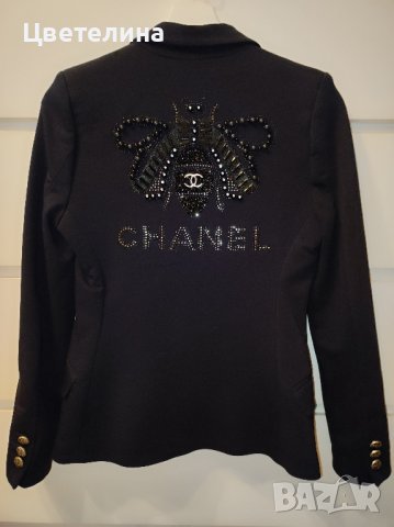 Вталено дамско тъмносиньо сако размер XS цена 65 лв. + подарък перлени обички, снимка 4 - Сака - 42733622