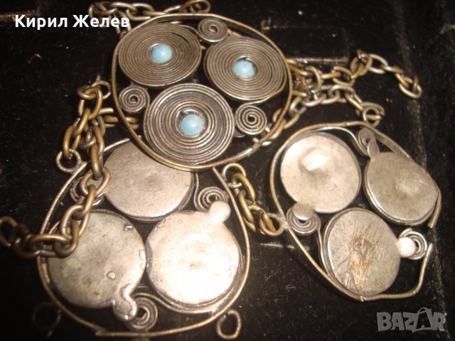 ВЪЗРОЖДЕНСКИ ПОСРЕБРЕН МЕДЕН НАКИТ с ТЮРКОАЗИ МАЙСТОРСКА ИЗРАБОТКА 61231, снимка 8 - Антикварни и старинни предмети - 30719799