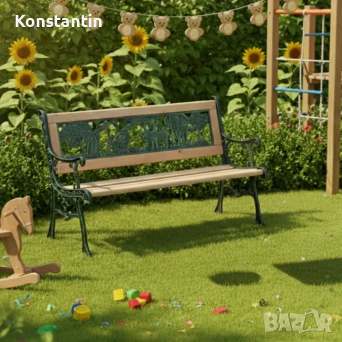 Градинска пейка за деца 82x39x50 см - здрава, безопасна и стилна