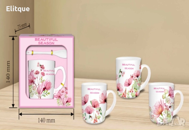 Комплект чаша за чай с лъжичка в кутия, снимка 6 - Чаши - 52901351