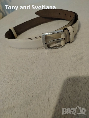 Мъжки кожен колан TEODOR, цвят - светлобежов