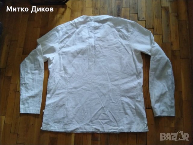 De Blasio маркова мъжка риза лен и памук нова винтидж стил с връзки размер Л, снимка 5 - Ризи - 49470871