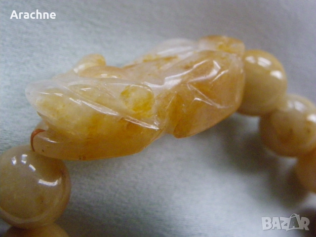 Гривна за късмет от меден нефрит - Pixiu, снимка 5 - Гривни - 53304996