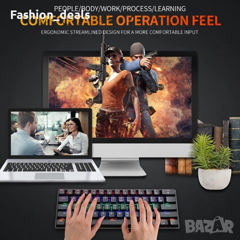 Нова механична игрална клавиатура преносима кабелна с LED подсветка , снимка 7 - Други - 36937833