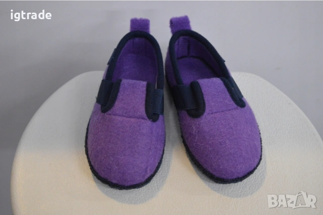Детски пантофи MISHANSHA с пета №24 – лилави, филцови, топли, с противоплъзгаща подметка, снимка 2 - Детски маратонки - 54171341