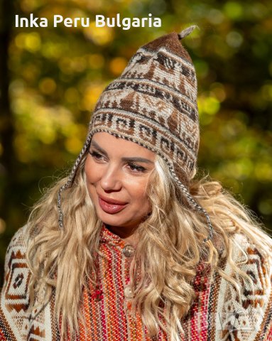 Перуанска шапка модел Уанкане от вълна на лама различни цветове, снимка 5 - Шапки - 42916799