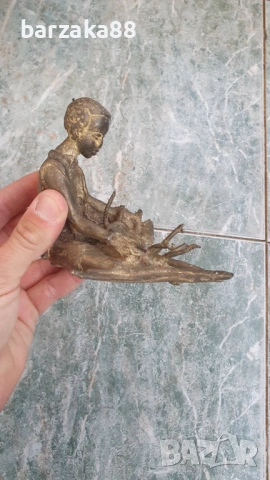 Стара Африканска бронзова фигура, снимка 4 - Колекции - 54358909